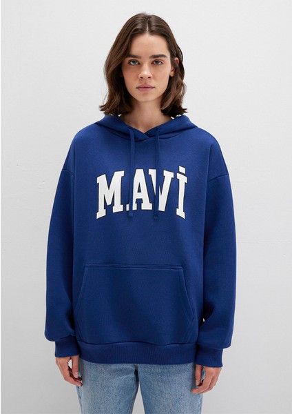 Mavi Logo Baskılı Kapüşonlu Lacivert Sweatshirt 1600361-70722