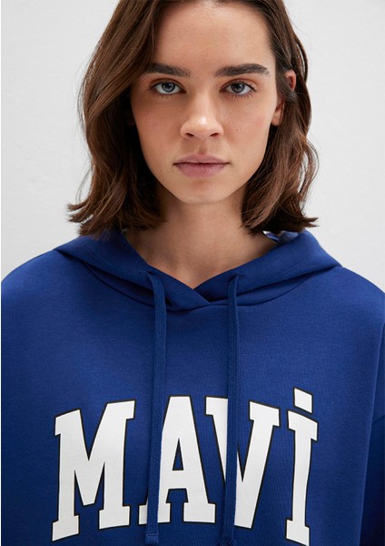 Mavi Logo Baskılı Kapüşonlu Lacivert Sweatshirt 1600361-70722
