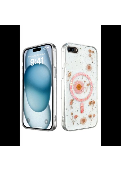 iPhone 7 Plus Kılıf Daisy Simli Magsafe Kapak