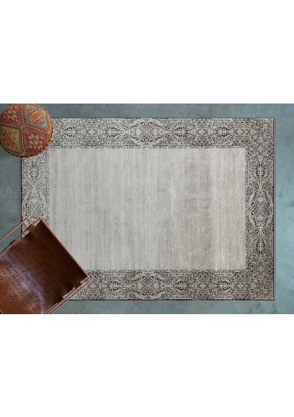 Gri Çerçeveli Modern Etnik Desenli Halı | Makinada Yıkanabilir | Hav Toz Vermez | Leke Tutmayaz | Kaymaz Taban | Dijital Makine Baskı | Salon Yolluk Mutfak Halısı modelleri