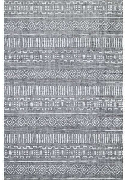 Gri Etnik Modern Etnik Desenli Halı | Makinada Yıkanabilir | Hav Toz Vermez | Leke Tutmayaz | Kaymaz Taban | Dijital Makine Baskı | Salon Yolluk Mutfak Halısı