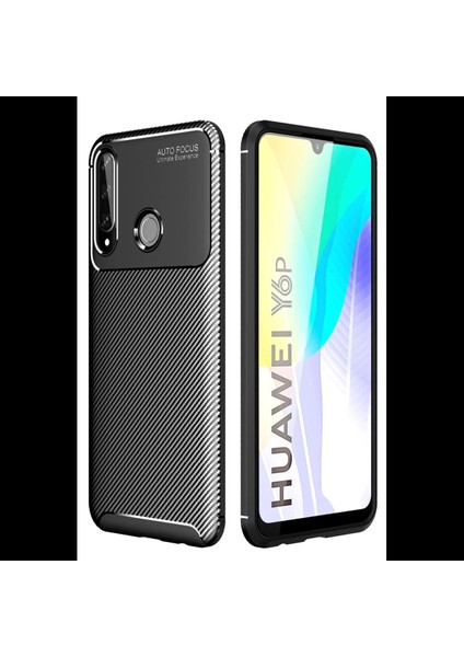 Huawei Y6P Kılıf Auto Focus Karbon Kapak