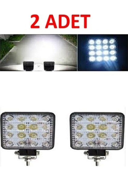 2 Adet Off Road Sis Farı - Lambası 16 LED Kare Çalışma Lambası N11.11247