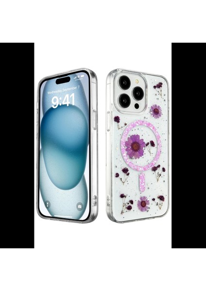 iPhone 14 Pro Kılıf Daisy Simli Magsafe Kapak
