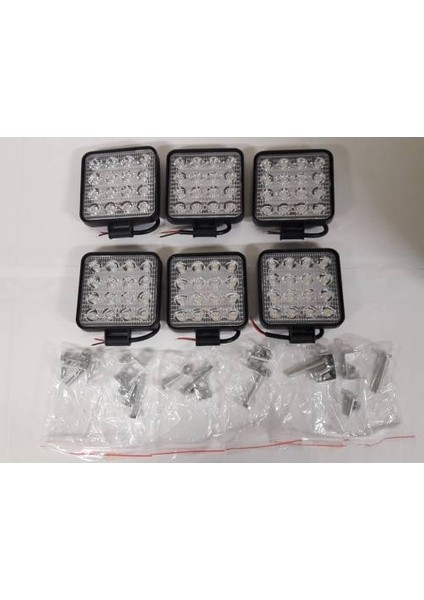 6 Adet Off Road Sis Farı Sis Lambası 16 LED Kare