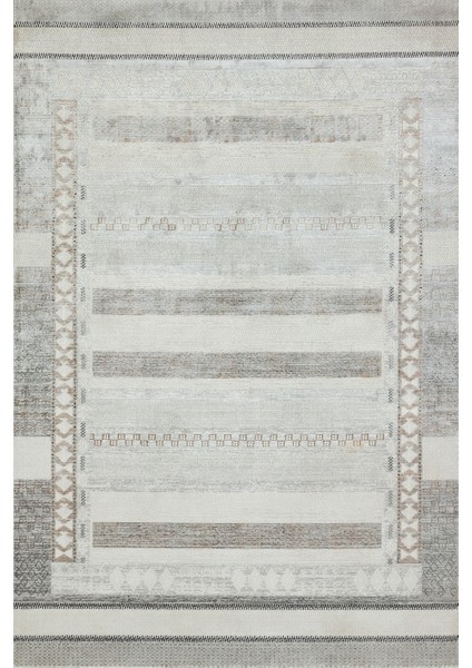 Gri Soyut Modern Etnik Desenli Halı | Makinada Yıkanabilir | Hav Toz Vermez | Leke Tutmayaz | Kaymaz Taban | Dijital Makine Baskı | Salon Yolluk Mutfak Halısı