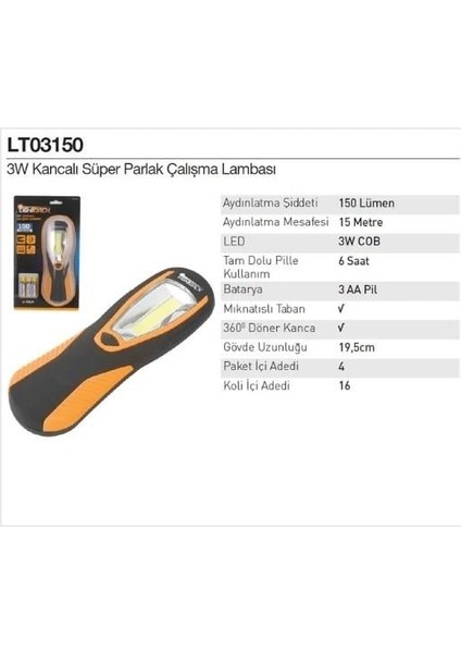 Lıghtorch Kancalı Süper Parlak Çalışma Lambası 3W modelleri