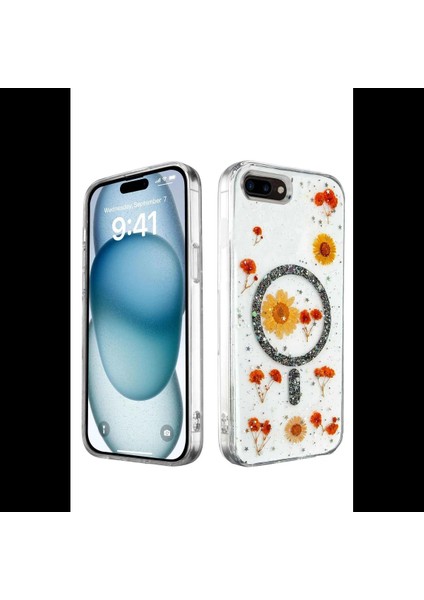 iPhone 7 Plus Kılıf Daisy Simli Magsafe Kapak