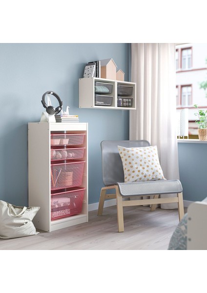 Saklama Ünitesi, Beyaz-Açık Kırmızı, 46X30X94 cm fiyatları
