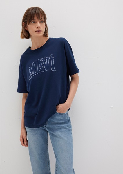 Mavi Logo Baskılı Lacivert Tişört 1611193-70488