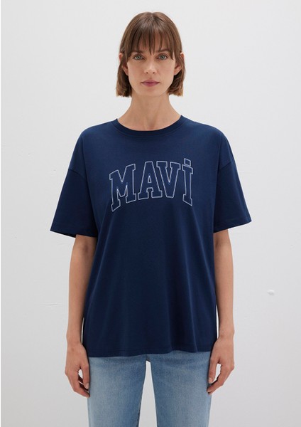 Mavi Logo Baskılı Lacivert Tişört 1611193-70488