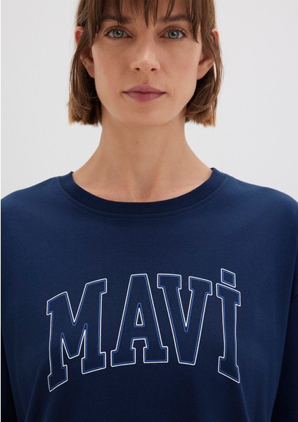 Mavi Logo Baskılı Lacivert Tişört 1611193-70488