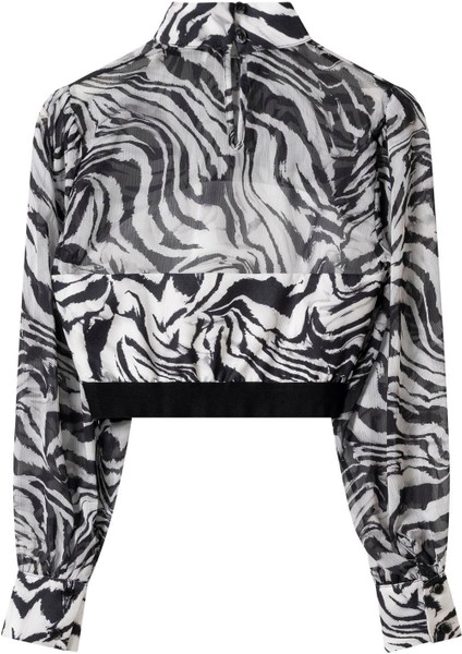Kadın Zebra Desen Şifon Crop Bluz modelleri