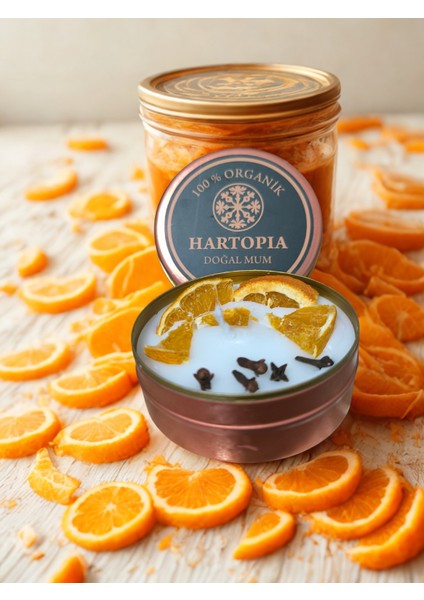 Hartopia-Doğal Mum Kuru Portakal ve Karanfil Dekorlu