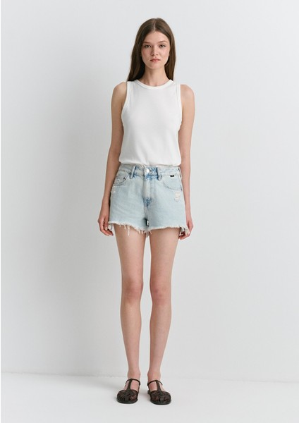 Rosie 90lar Buz Mavi Jean Şort 1447484389