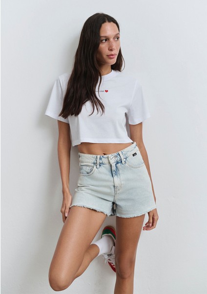 Cherry 90lar Buz Mavi Jean Şort 1410022-84423