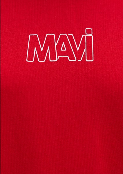 Mavi Logo Baskılı Kırmızı Tişört 1611592-82054