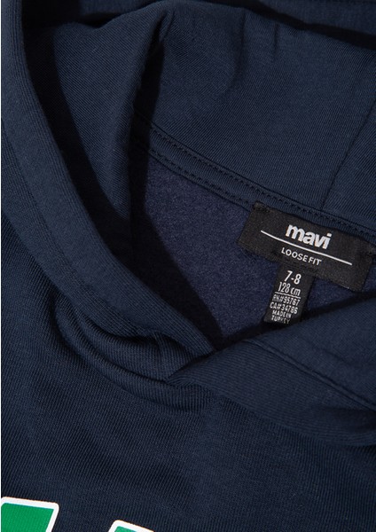 Mavi Logo Baskılı Lacivert Kapüşonlu Sweatshirt 6610110-70490