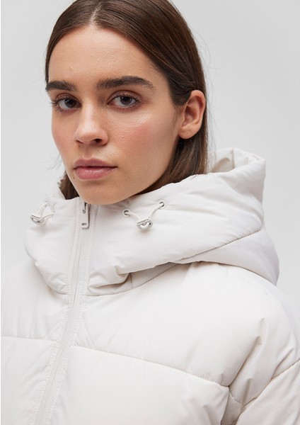 Su İtici Kapüşonlu Beyaz Şişme Mont 1110199-83746