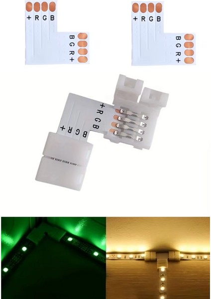 Rgb Şerit LED Birleştirme Aparatı L Tipi Birleştirme Konnektörü (5 Adet) modelleri
