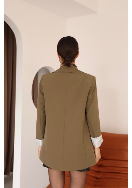 Kadın Haki Kol Detaylı Blazer Ceket modelleri
