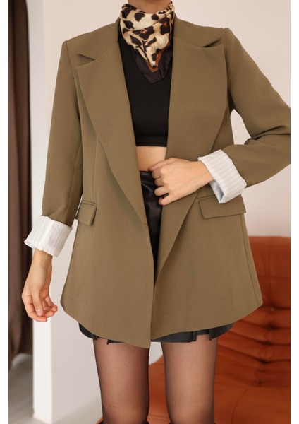 Kadın Haki Kol Detaylı Blazer Ceket fırsatları
