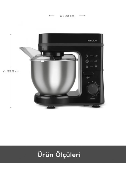 Stand Mikser Siyah 1500W 5l, Güçlü ve Şık Mutfak Gereci fiyatları