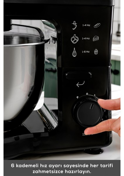 Stand Mikser Siyah 1500W 5l, Güçlü ve Şık Mutfak Gereci indirimleri