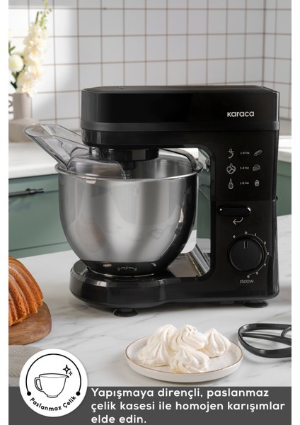 Stand Mikser Siyah 1500W 5l, Güçlü ve Şık Mutfak Gereci