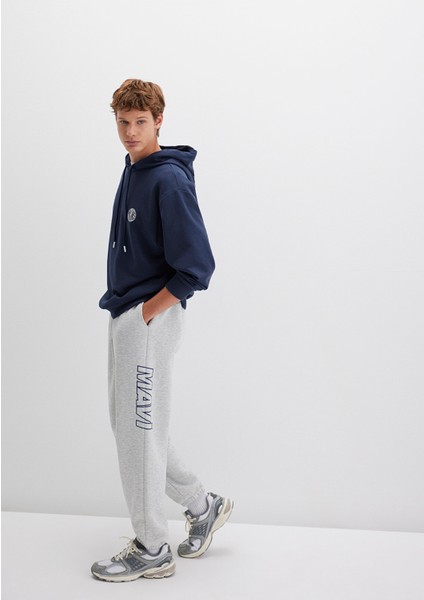 Mavi Logo Baskılı Gri Eşofman Altı 0010208-80196