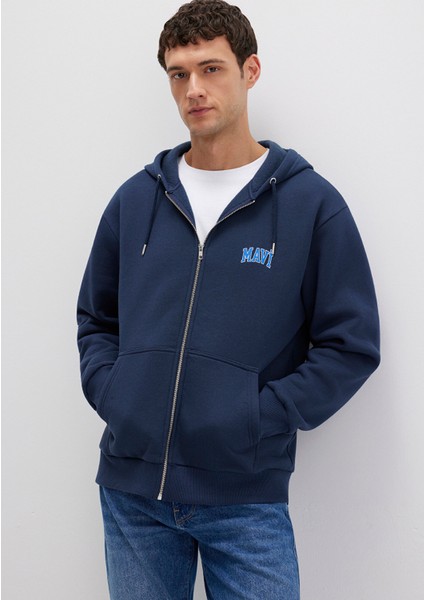 Mavi Logo Baskılı Fermuarlı Lacivert Sweatshirt 0611715-70490