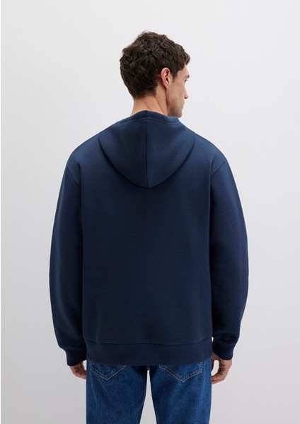 Mavi Logo Baskılı Fermuarlı Lacivert Sweatshirt 0611715-70490