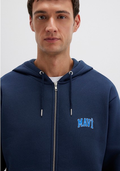 Mavi Logo Baskılı Fermuarlı Lacivert Sweatshirt 0611715-70490