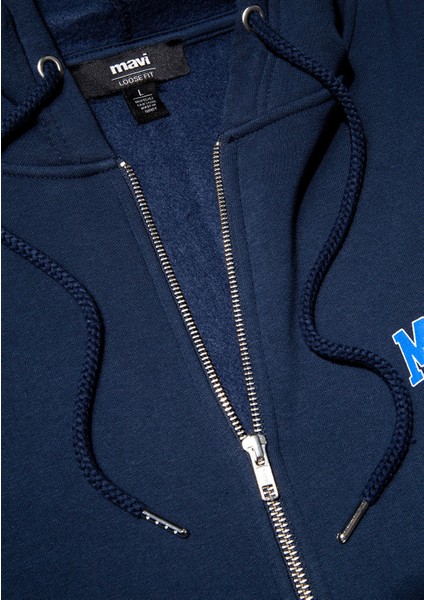 Mavi Logo Baskılı Fermuarlı Lacivert Sweatshirt 0611715-70490