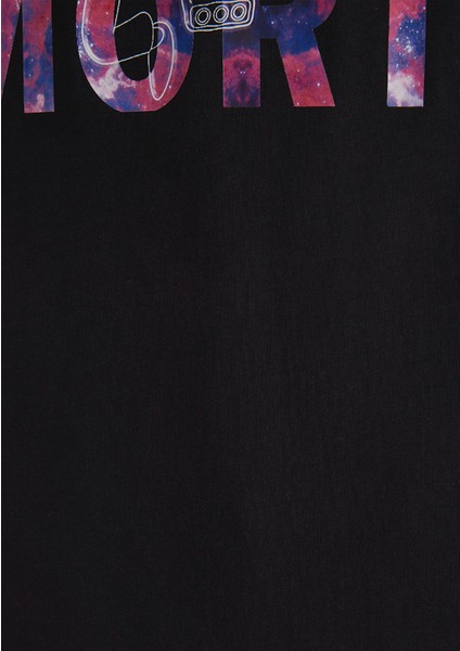 Rick and Morty Baskılı Siyah Tişört 0611683-900