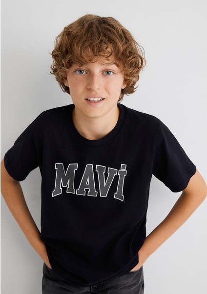 Mavi Logo Baskılı Siyah Tişört 6610030-900