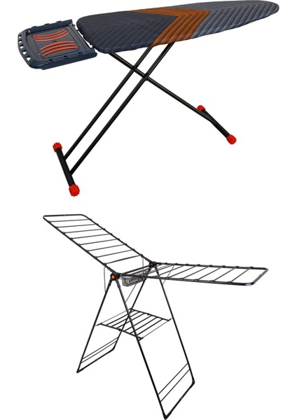 Sahra Ütü Masası-Flamingo Çamaşır Kurutma Askısı Ekonomik Çeyiz Seti Siyah