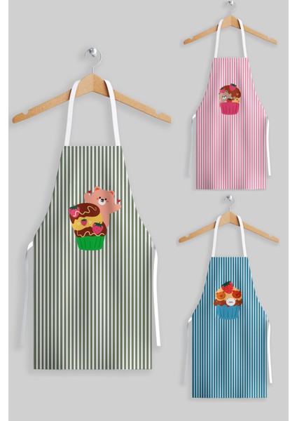 Ays Home 2 Çocuk 1 Anne 3'lü Mutfak Önlüğü Seti