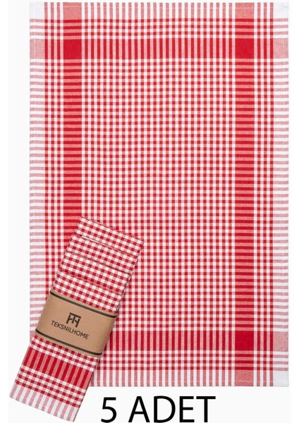 Pamuklu Kırmızı Renkli Pötikareli 5 Adet Kurulama Bezi,beslenme Örtüsü,servis Peçetesi 40X60