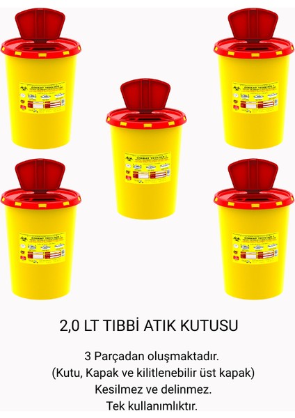 2 Lt Tıbbi Atık Kutusu 5'li