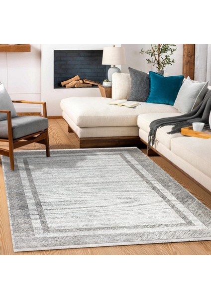 Gri Çerçeveli Modern Etnik Desenli Halı | Makinada Yıkanabilir | Hav Toz Vermez | Leke Tutmayaz | Kaymaz Taban | Dijital Makine Baskı | Salon Yolluk Mutfak Halısı fiyatları