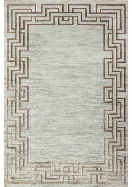 Kahverengi Çerçeveli Modern Etnik Desenli Halı | Makinada Yıkanabilir | Hav Toz Vermez | Leke Tutmayaz | Kaymaz Taban | Dijital Makine Baskı | Salon Yolluk Mutfak Halısı