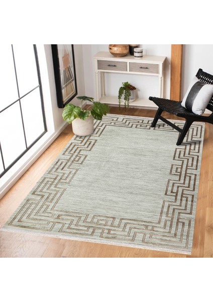 Kahverengi Çerçeveli Modern Etnik Desenli Halı | Makinada Yıkanabilir | Hav Toz Vermez | Leke Tutmayaz | Kaymaz Taban | Dijital Makine Baskı | Salon Yolluk Mutfak Halısı fiyatları