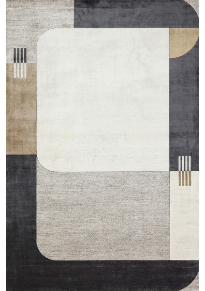 Siyah Geometrik Modern Etnik Desenli Halı | Makinada Yıkanabilir | Hav Toz Vermez | Leke Tutmayaz | Kaymaz Taban | Dijital Makine Baskı | Salon Yolluk Mutfak Halısı