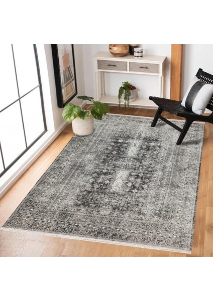Antrasit Çerçeveli Modern Etnik Desenli Halı | Makinada Yıkanabilir | Hav Toz Vermez | Leke Tutmayaz | Kaymaz Taban | Dijital Makine Baskı | Salon Yolluk Mutfak Halısı fiyatları