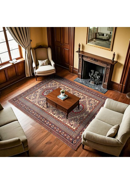 Krem Madalyon Modern Etnik Desenli Halı | Makinada Yıkanabilir | Hav Toz Vermez | Leke Tutmayaz | Kaymaz Taban | Dijital Makine Baskı | Salon Yolluk Mutfak Halısı fiyatları