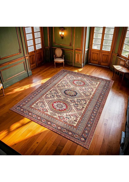 Krem Madalyon Modern Etnik Desenli Halı | Makinada Yıkanabilir | Hav Toz Vermez | Leke Tutmayaz | Kaymaz Taban | Dijital Makine Baskı | Salon Yolluk Mutfak Halısı modelleri