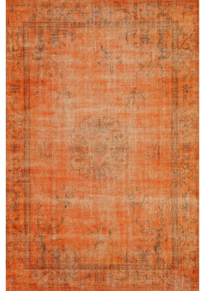 Turuncu Göbekli Modern Etnik Desenli Halı | Makinada Yıkanabilir | Hav Toz Vermez | Leke Tutmayaz | Kaymaz Taban | Dijital Makine Baskı | Salon Yolluk Mutfak Halısı