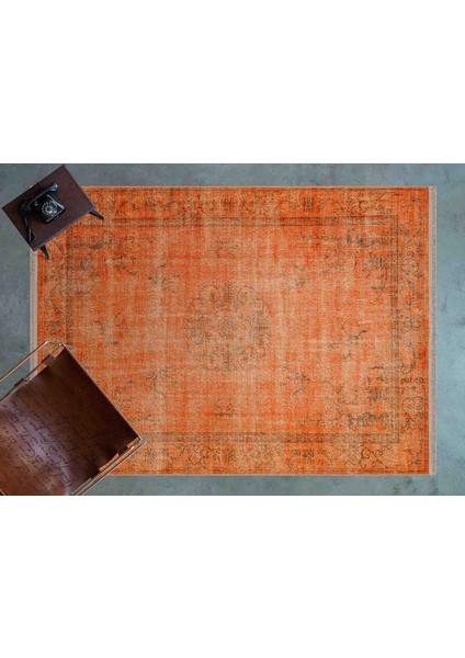 Turuncu Göbekli Modern Etnik Desenli Halı | Makinada Yıkanabilir | Hav Toz Vermez | Leke Tutmayaz | Kaymaz Taban | Dijital Makine Baskı | Salon Yolluk Mutfak Halısı modelleri