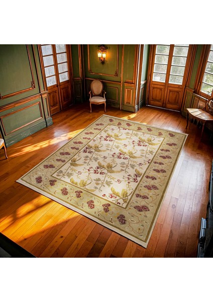 Krem Bordürlü Modern Etnik Desenli Halı | Makinada Yıkanabilir | Hav Toz Vermez | Leke Tutmayaz | Kaymaz Taban | Dijital Makine Baskı | Salon Yolluk Mutfak Halısı modelleri